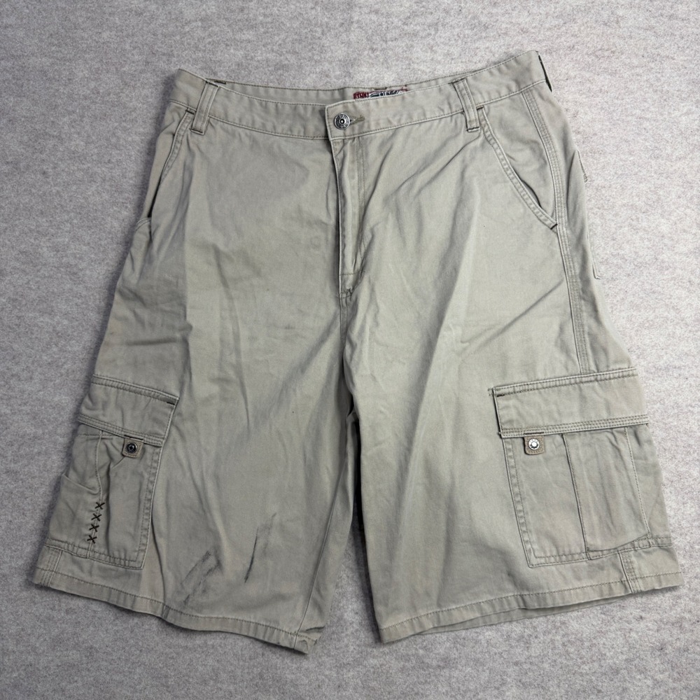 Tony Hawk Mens Cargo Shorts Khaki Tan Cotton Twill Skateboard Relaxed Size 34
